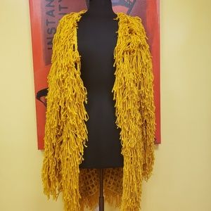mustard fringe jacket M/L
